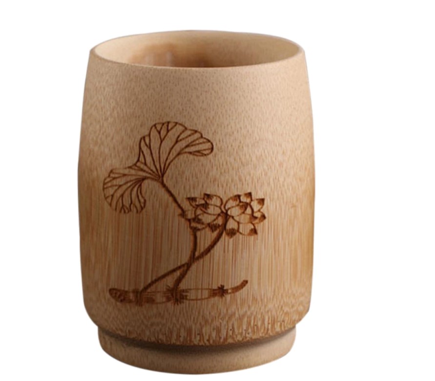 Engraved Bamboo Tea Cup